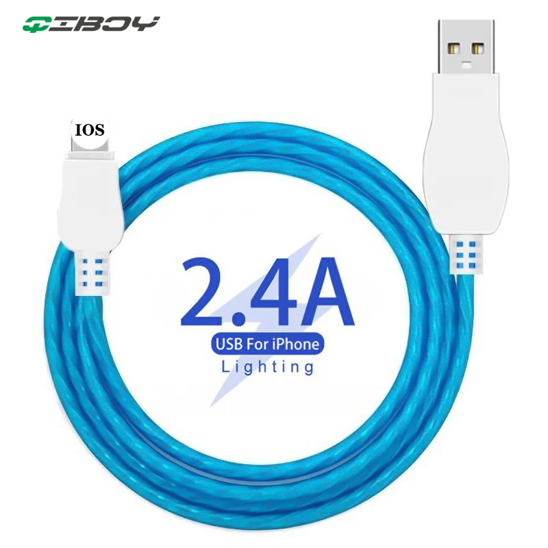 Яркий светодиодный светящийся кабель Type C/MicroUSB/8 Pin USB зарядное устройство