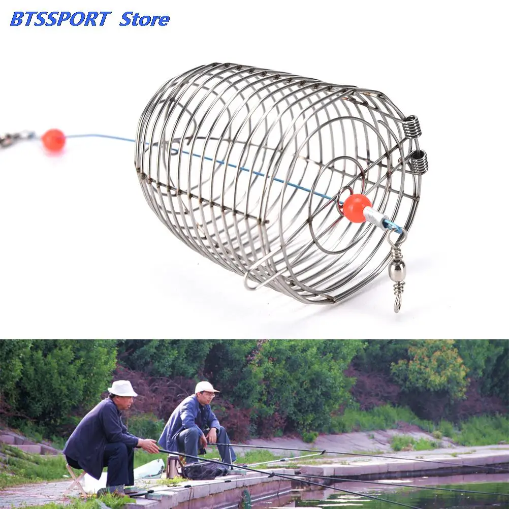 Gmarty 1Pcs Small Bait Cage Fishing Trap Basket Feeder Holder Stainless
