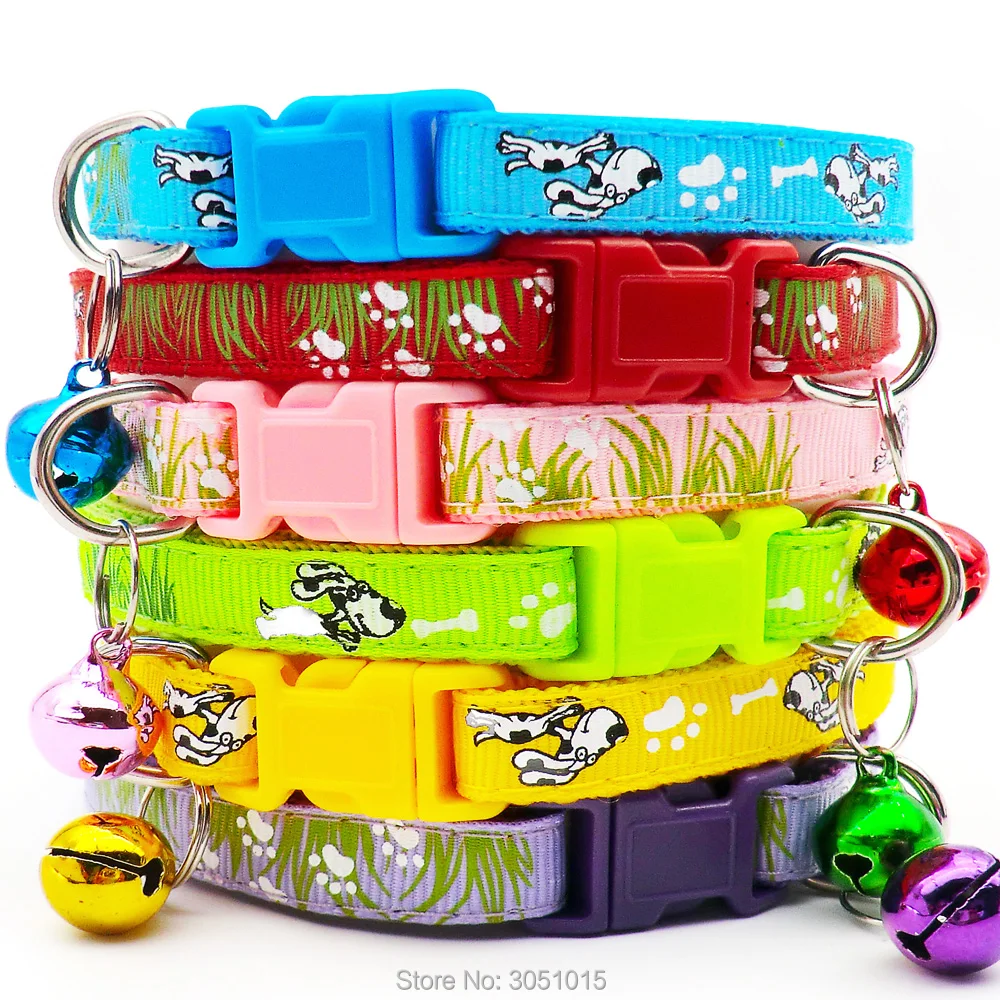 Wholesale 24Pcs With Bell Collars Delicate Safety Casual  Dog Collar Neck Strap Fashion Adjustable Camo Bell Pet Dog Collar