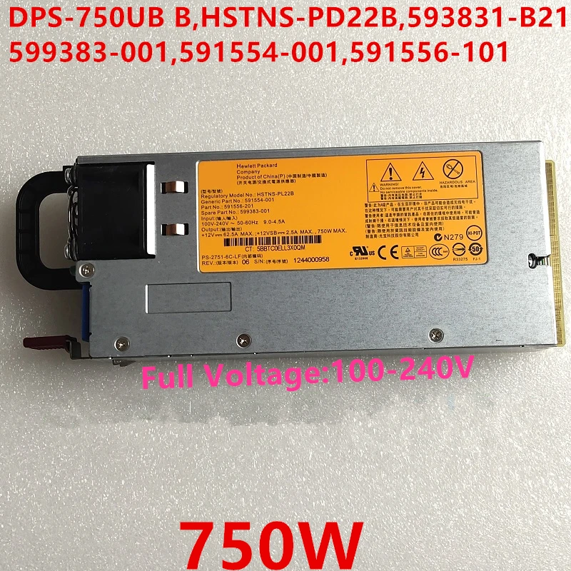 Новый блок питания для HP DL350 360 380 G6 G7 750 Вт DPS 750UB B HSTNS PD22B 593831 B21 599383 001 591554 591556 101|Блоки