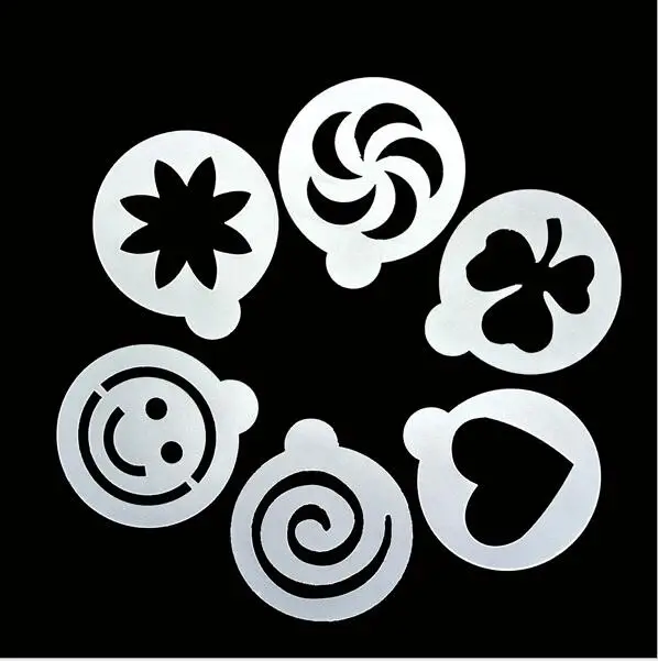 

Plastic PP 6 Kind New Pattern Style Cappuccino Coffee Drawing Mold Cappuccino Coffee Making Tool 6pcs/set