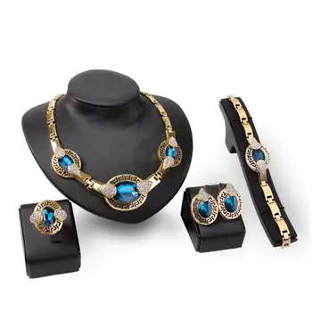 

Dubai Gold Color Colorful Crystal Leopard Jewelry Sets Fashion Nigerian Wedding African Costume Dubai Jewelry Sets