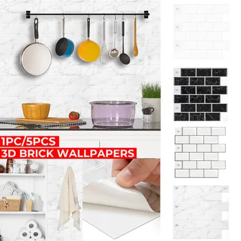

3D Brick Wall Stickers Waterproof Heatproof Self-adhesive Tile Wallpapers Bathroom Kitchen Decoration 305x305mm
