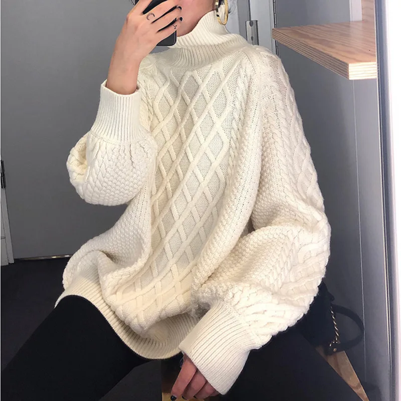 SHENGPALAE, новинка, Модный осенне-зимний однотонный пуловер с высоким воротом для женщин, Свободный Повседневный свитер, женский корейский свитер A281