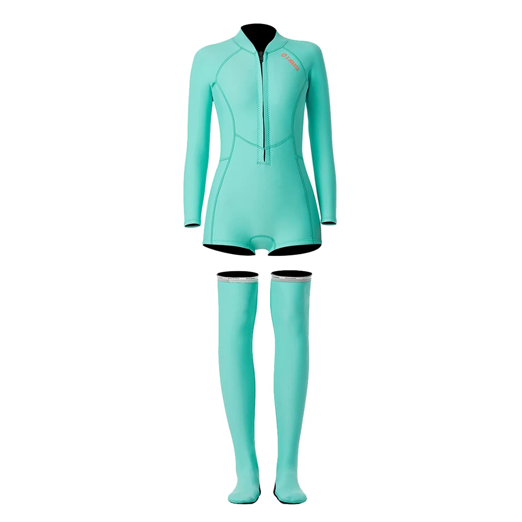 Women 1 Piece Wetsuit Front Zip Long Sleeve Diving Swimwear Women's Full Body Scuba Surfing Diving Wetsuits