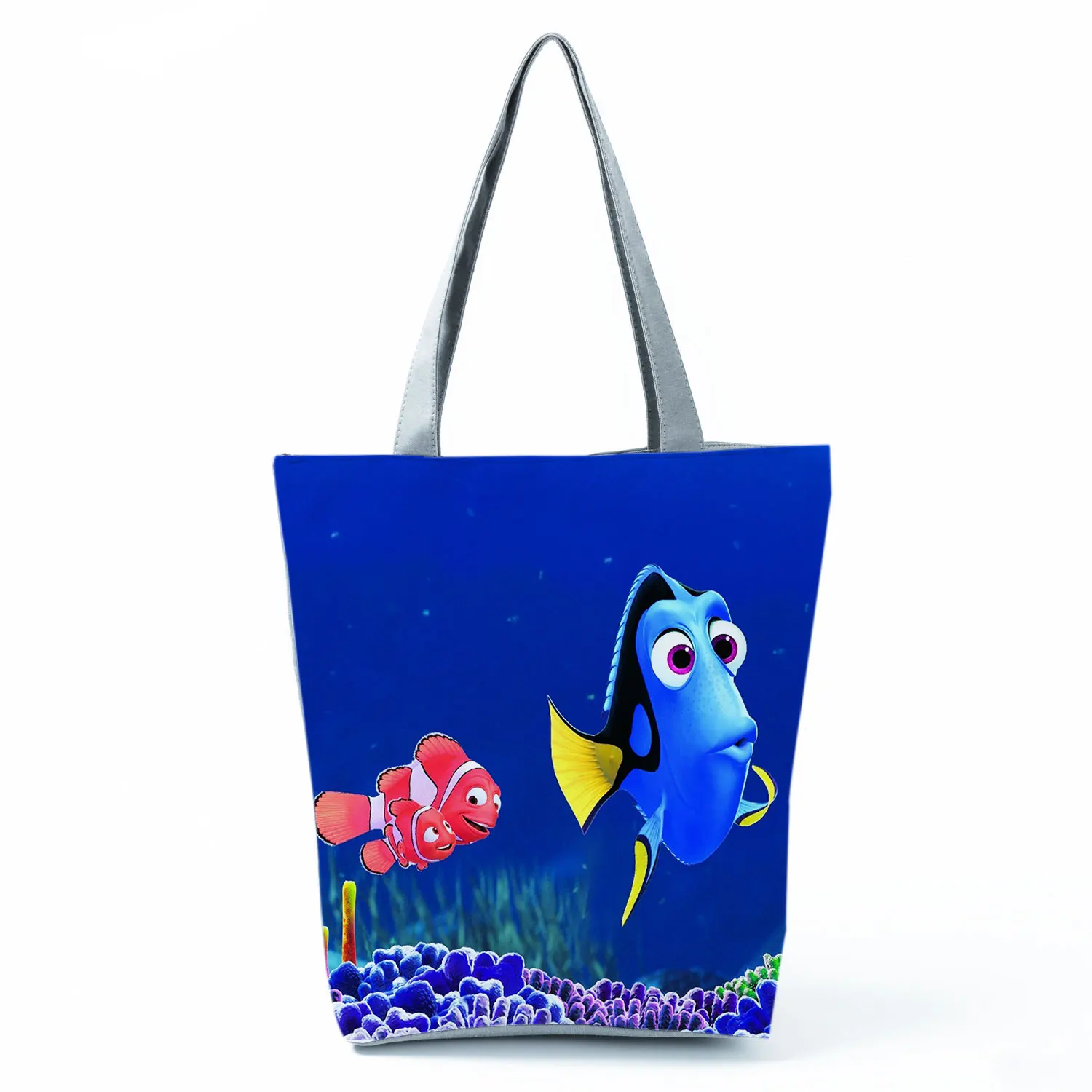 Disney Finding Nemo Printed Handbag Dory Graphic High Capacity Shoulder Bag Fish Reusable Shopping Bag Casual Women Beach Tote