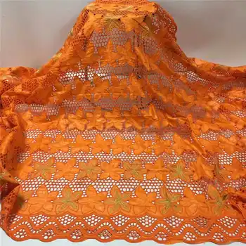 

new arrival Bazin Riche Lace Fabric Nigerian Unique Pattern Basin with stones For Garment party Material long Dresses In Orange