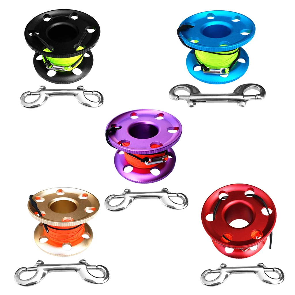 

Ultralight Aluminum Alloy Scuba Diving Spool Reel Attached with 30m Line 10cm Bolt Snap