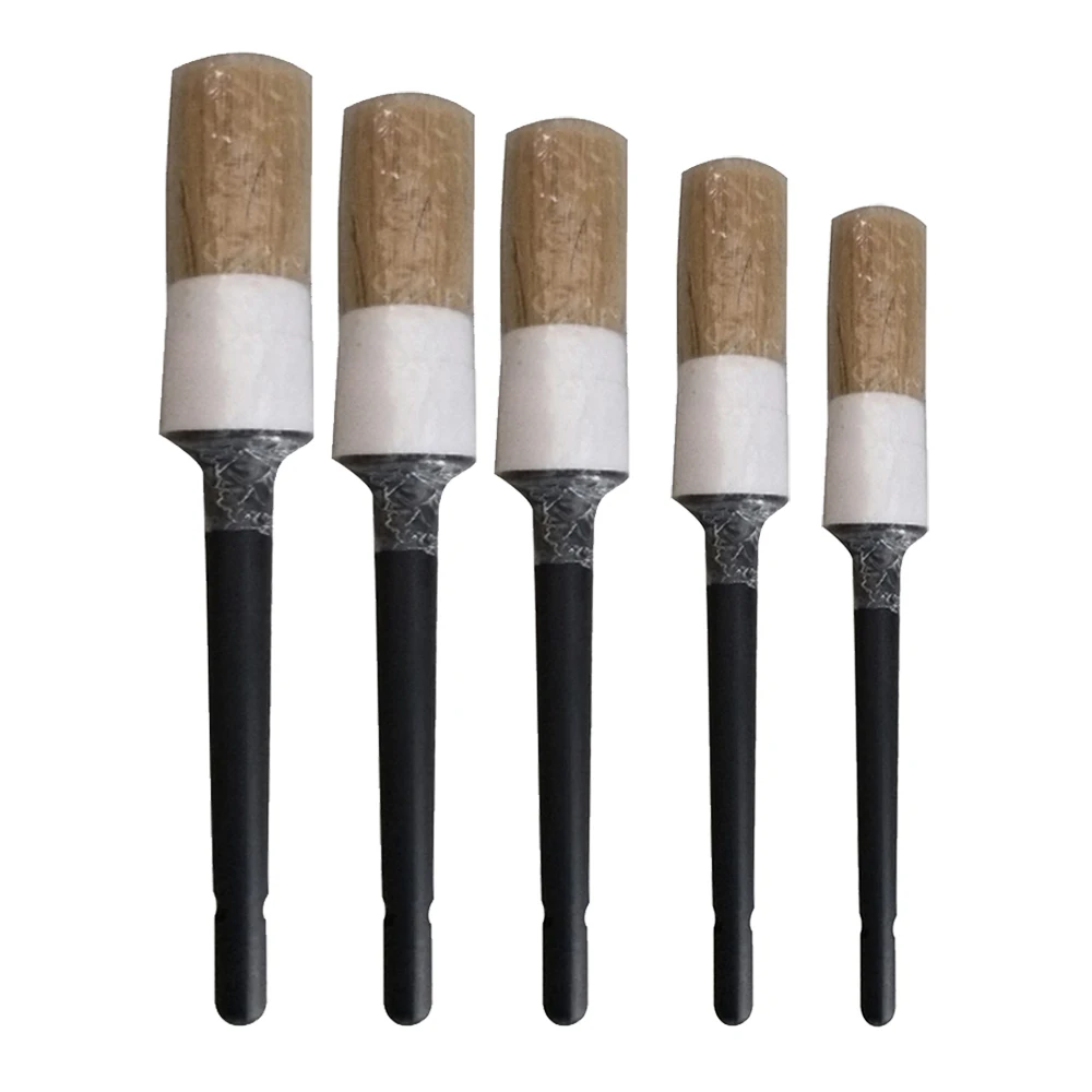 

5pcs Cleaning Brushes Soft Natural Boar Bristles Detailing Hand Tools Accessory