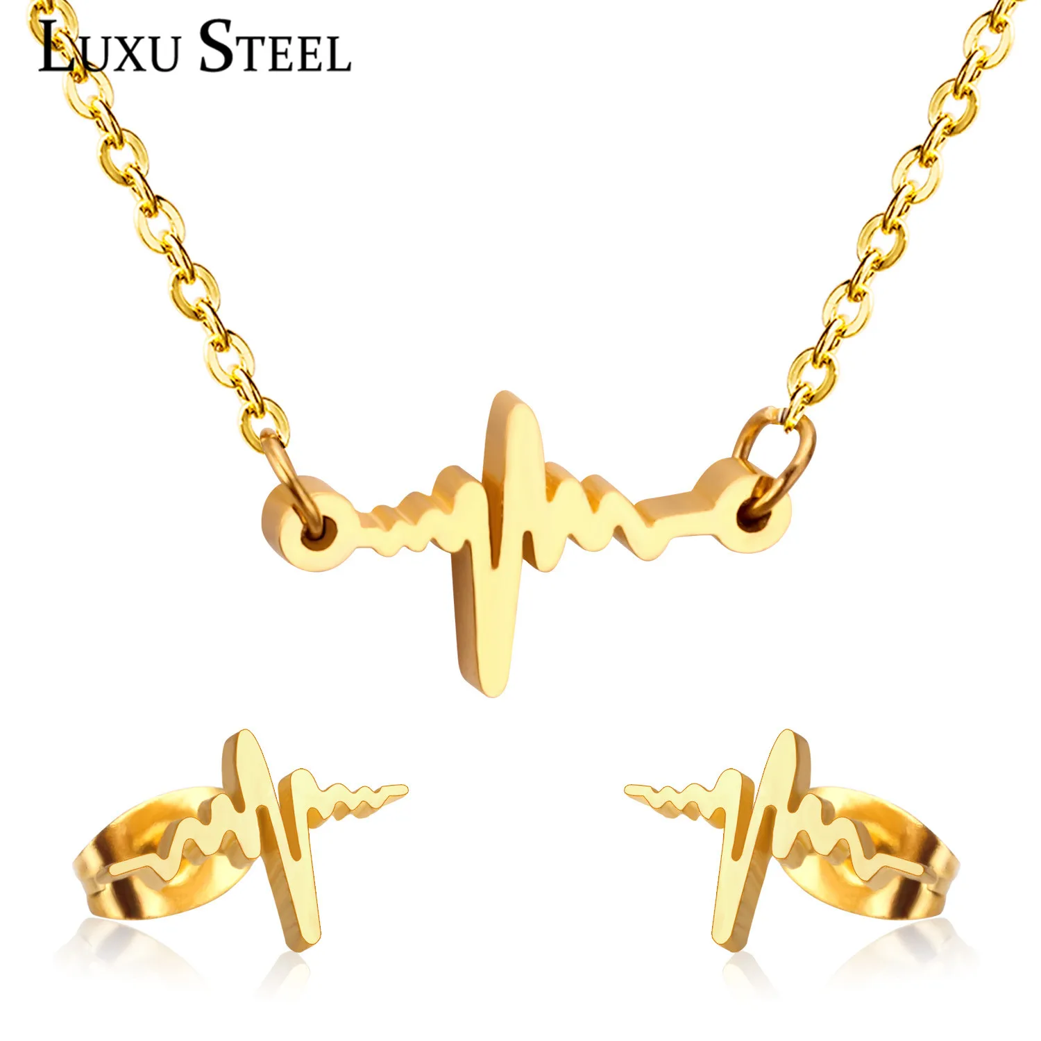 LUXUSTEEL неизбежная подвеска в форме сердца ожерелье серьги подарок на выпускной