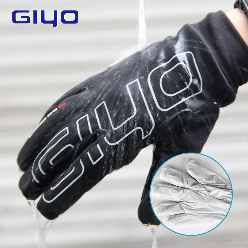 GIYO зимние велосипедные перчатки с сенсорным экраном, теплые флисовые велосипедные водонепроницаемые перчатки с полным пальцем, велосипедные ветрозащитные мотоциклетные перчатки для мужчин