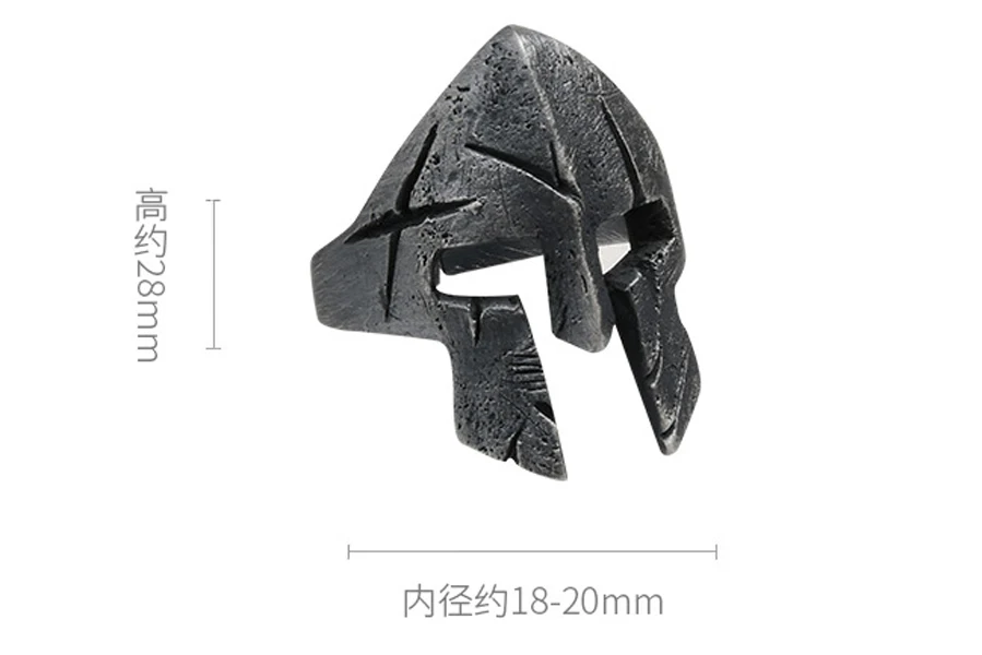 s4534(足银个性999霸气斯巴达面具开口戒指纯银勇士头盔复古风光面指环