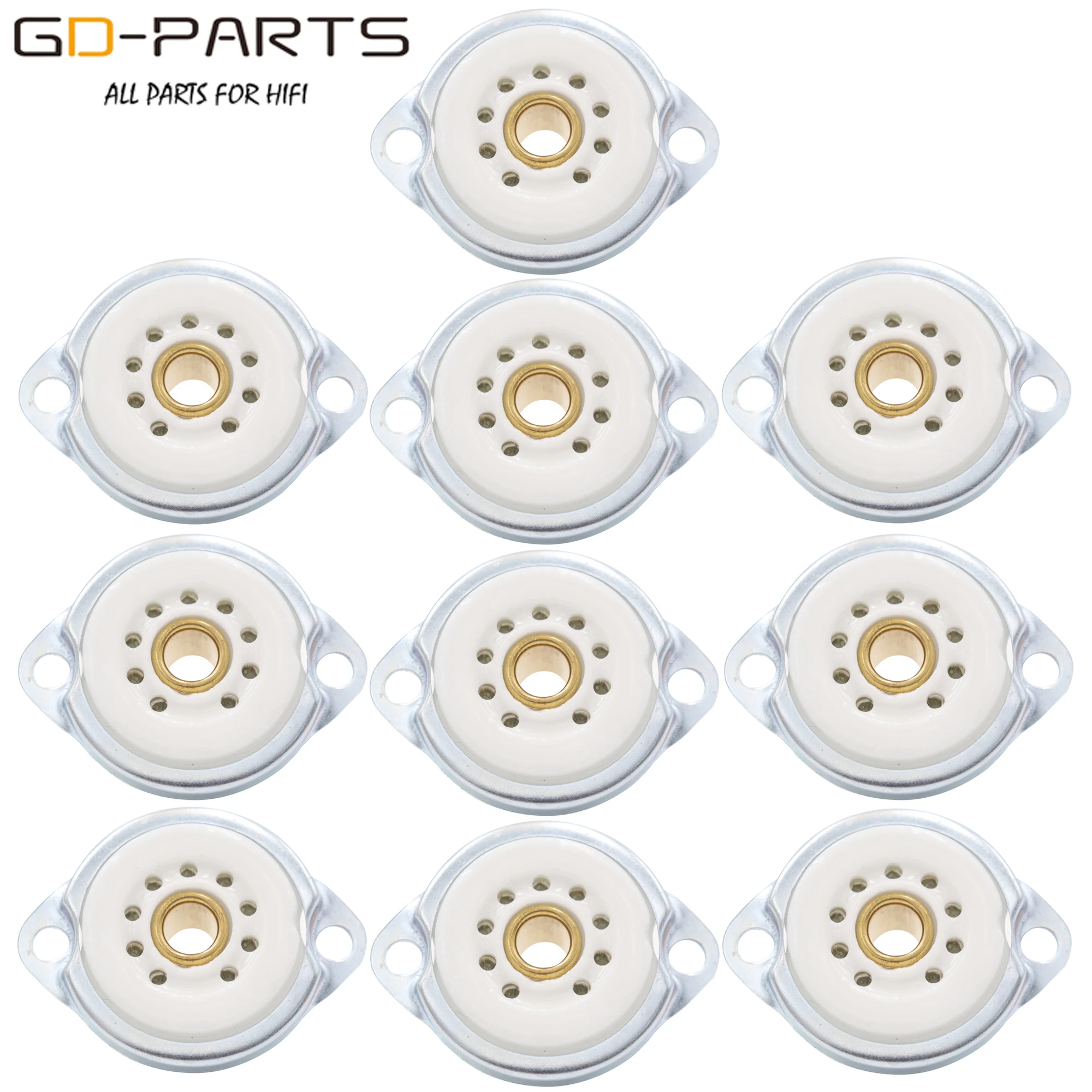 Chassis Mount 9pin Ceramic Vacuum Tube Socket Base FOR 12AX7 ECC82 6922 EL84 6DJ8 12AU7 12AT7 Hifi Audio Guitar Tube AMP DIY 10P 2