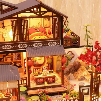 

3D Wooden Dollhouses Ancient Town DIY Miniature Model Christmas Gifts Toys for Kids MU8669