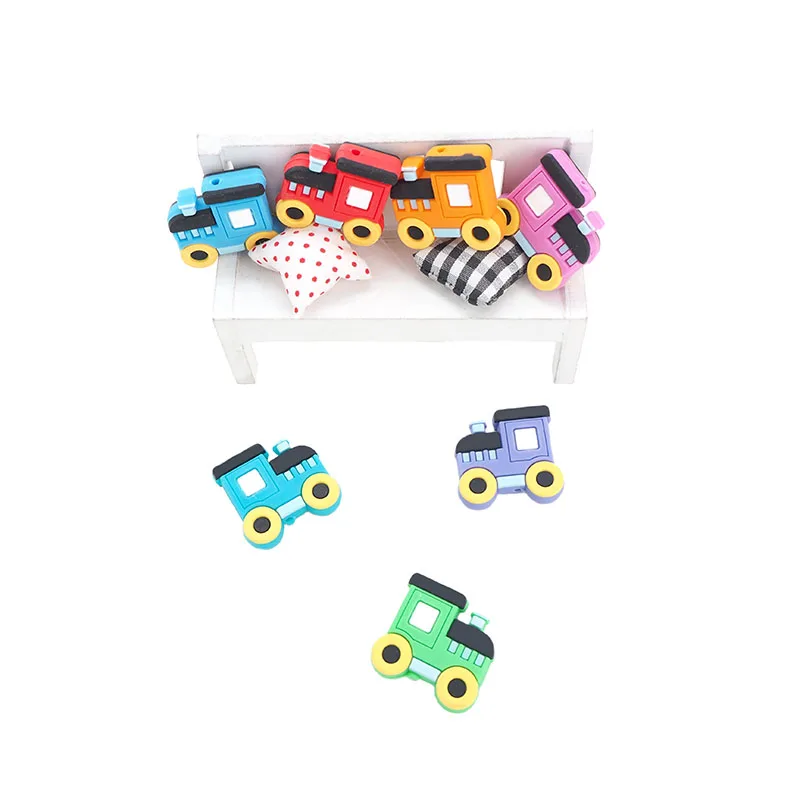 Chenkai 7 шт. силиконовый поезд Прорезыватель для зубов бисер для кормления ребенка BPA бесплатно DIY успокаивающий подвесной браслет, ожерелье, игрушка, аксессуары