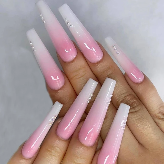 24pcs/Set Detachable Long Coffin Fake Nails European Rainbow Ballerina Full Nail Art Tips Colorful Beauty Artificial False Nails 2022-4
