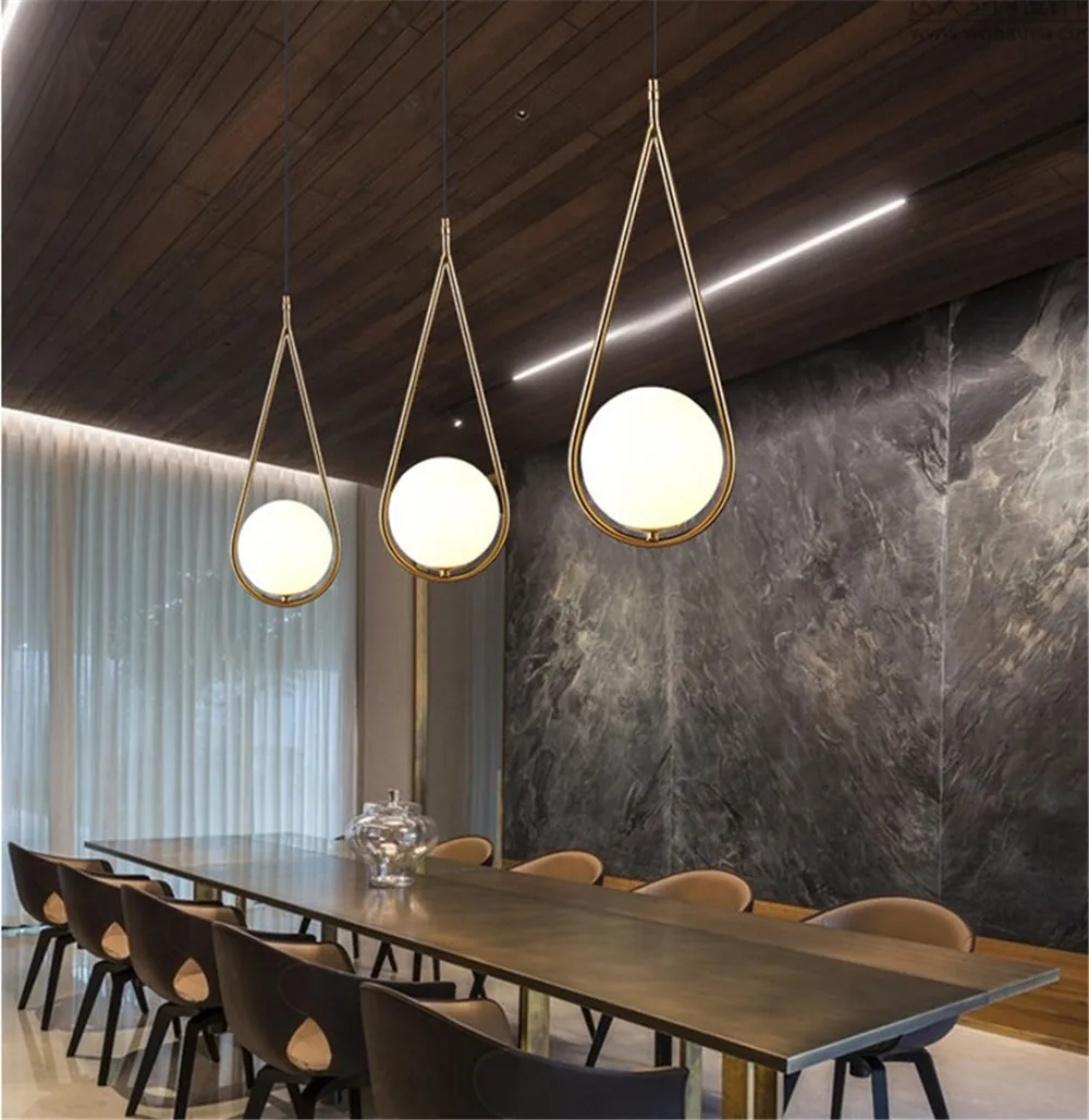 Creative Circle Glass Hanging Lamp Loft Modern LED Pendant Light Iron Gold Dining Room Home Decor Lighting Fixtures Hanglamp (31)