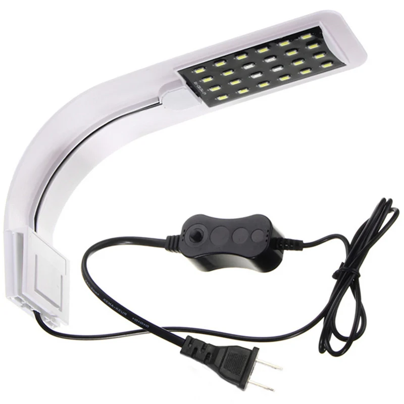 

ABUI-Blue White Led Aquarium Lights Clip On Fish Tank Lamp Lighting For Saltwater Freshwater With Gooseneck Clamp Us Plug