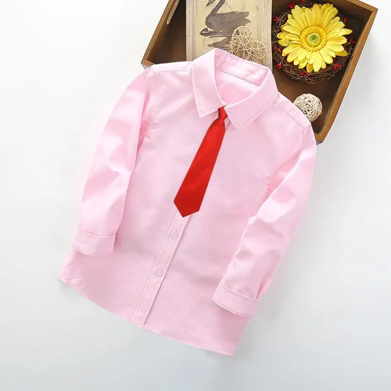 Baby Toddler Party Formal Solid Tops School Uniform Boys Shirts Long Sleeve Kids Shirt Boys Children Clothes 4 6 8 10 Years