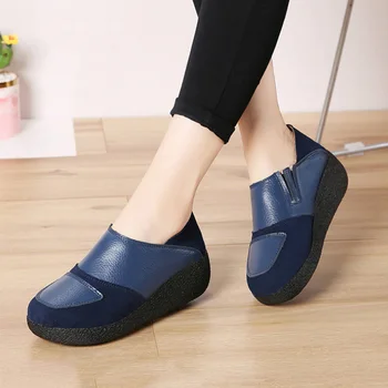 

women loafers leather flat shoes women slip on creepers platform shoes women wedge Female Casual shoes Sneakers plus size HVT687