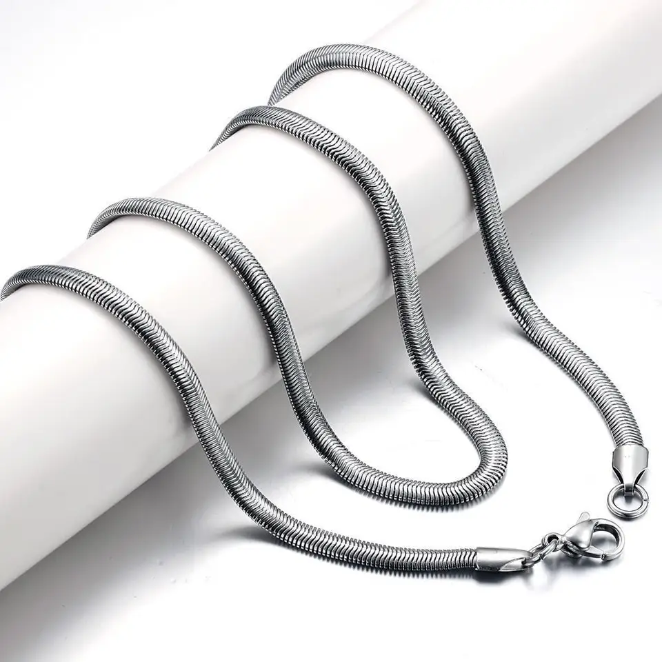 Catena serpente piatta In acciaio inossidabile In argento dorato per