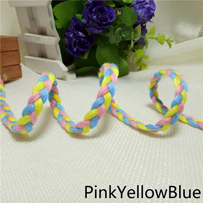 PinkYellowBlue Meetee 10 м 8 мм ручное ткачество цвет веревка полиэстер 3 нити плетеные шнуры шляпа своими руками декоративная Веревка Головные уборы Аксессуары AP300 - Цвет: PinkYellowBlue