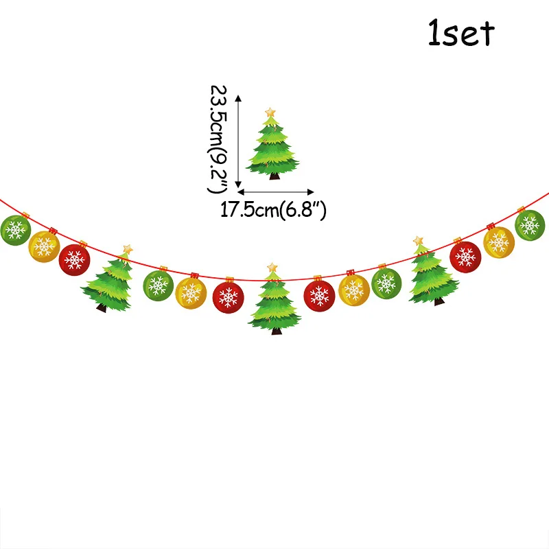 Christmas Tree Счастливого Рождества баннер Бумажная гирлянда со снеговиком Санта-Клаусом рождественские вечерние банты Висячие Декор DIY год Рождество висячие баннер - Цвет: Christmas Tree
