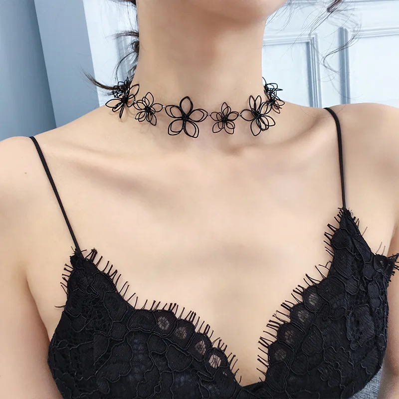 

Flower Choker Women's Necklace Japanese Korean Simple Versatile Short Necklace South Korea Neck Band Neck Accessories