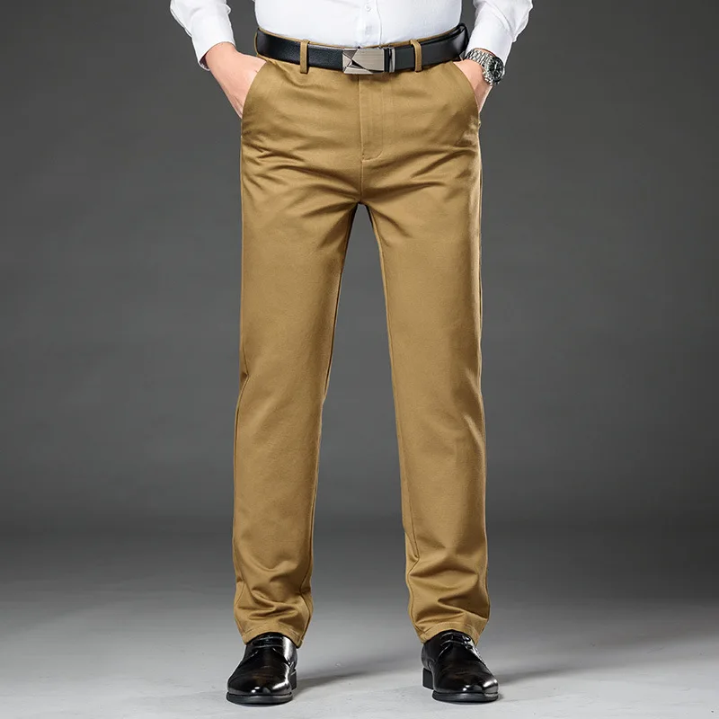 Men Pants Men's Fashion Classic Casual Loose Straight Trousers Mens Cotton Business Middle-aged Long pants Male Plus Size 28~42