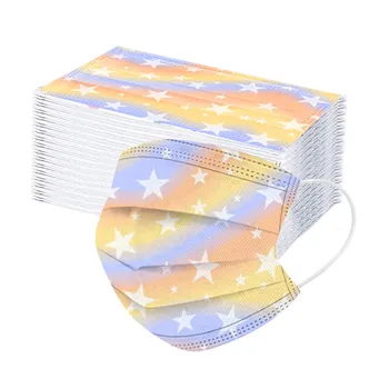 

10/50pc Adult Women Face Masks Tie-dye Gradient Star Printed Patterns Three-layer Dust-proof Disposable Breathable Mouth Mask