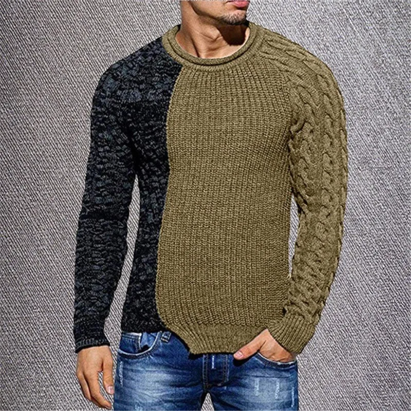 NEGIZBER свитер мужской модный тренд тонкий круглый вырез с длинными рукавами свитер дикий Повседневный Цвет сочетающийся головной убор Мужской свитер