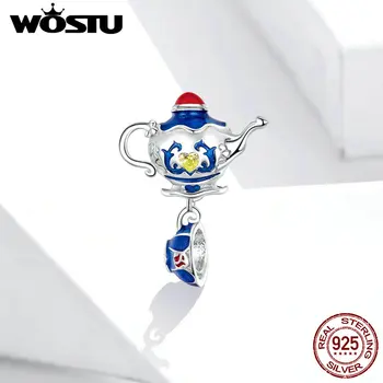 

Wostu Plated platinum Genuine 925 Sterling Silver Magic Teapot Pendant Charm for Bracelet or Necklace Fine Jewelry BDX318