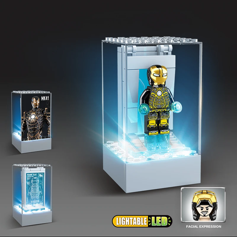 Дешево Набор светодиодных ламп Marvel Мстители эндмейд Супер Герои фигурки Железного человека строительные блоки дисплей с Legoed Кирпичи игрушки для д...