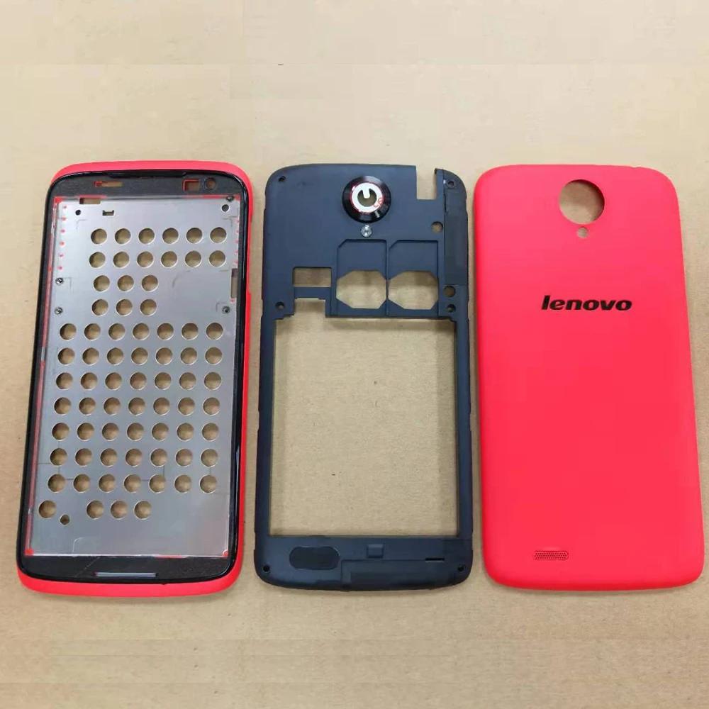 Передняя средняя рамка задняя крышка аккумулятора для lenovo S820 корпус с объективом камеры+ Кнопка громкости питания запасная Запасная часть - Цвет: Красный