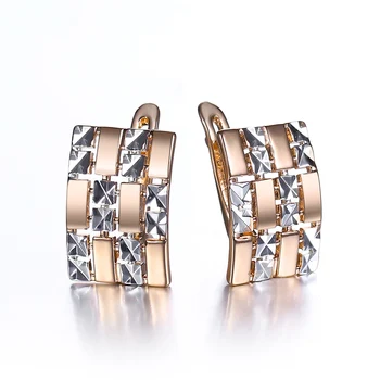 

Stud Earrings White Mix Silver Color Square Wide 585 Rose Gold Drop Earrings for Women Girls Fashion Earrings Gift GE311