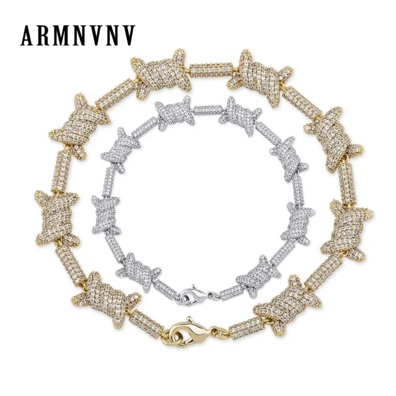 ARMNVNV ювелирные изделия в стиле хип-хоп с узелком золотистого и серебристого цвета, 3 А браслет с кубическим цирконием