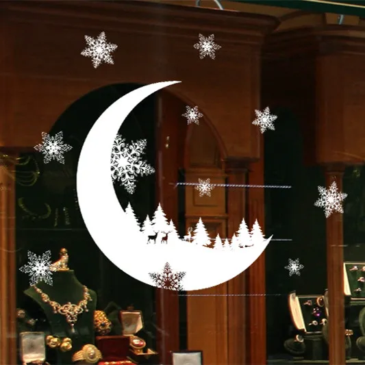 Рождественские наклейки на стену, окно, стеклянная Праздничная наклейка «Рассвет Справедливости» фотообои с изображением Луны рождественские украшения для дома Новые