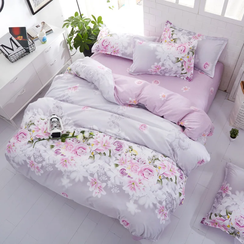denisroom flower bed linens Simple bedding set fashion bedclothes Duvet Cover sheet and pillowcase Queen king size AW72* | Дом и сад
