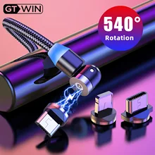 Gtwin 540 cabo magnético micro usb tipo c de carregamento rápido ímã do telefone carregador caixa plugue ímã para iphone 11 pro samsung xiaomi