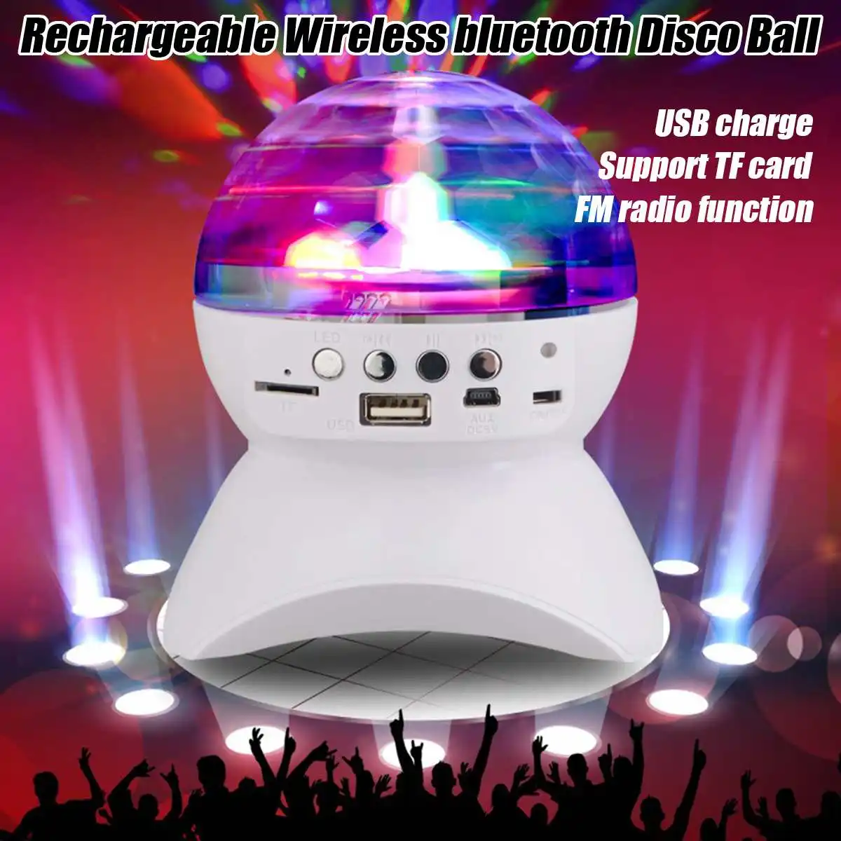 Rechargeable Wireless bluetooth Speaker Light Controller LED Crystal Magic Ball Effect Light DJ Club