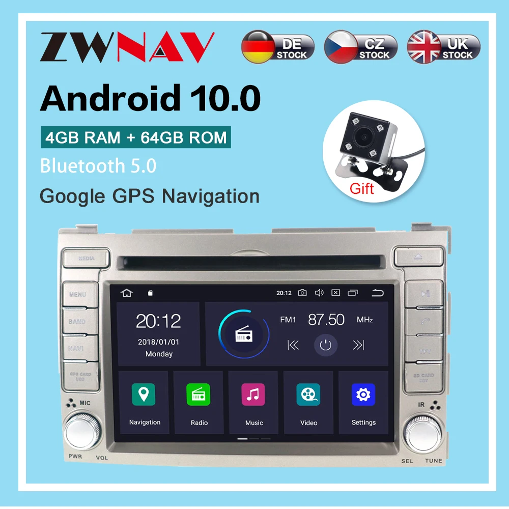 

Android 10.0 64GB Car Multimedia Stereo For Hyundai I20 2008-2013 Player DVD Radio GPS Navigation Head unit Screen Audio Player