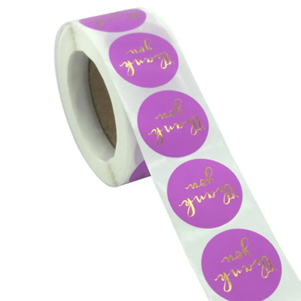 

500pcs/roll Roll Thank You Flower Stickers Holiday Wedding Decoration Stickers Round Self-Adhesive Seal Labels 4 Inch