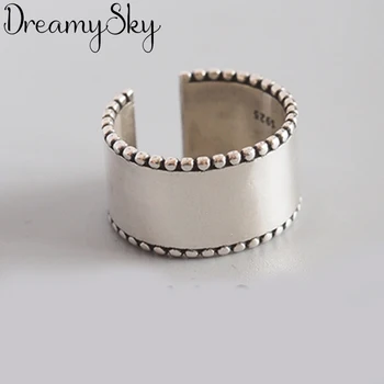 

DreamySky Wholesale Vintage 925 Sterling Silver Large Smooth Rings For Women Big Antique Rings Finger Jewelry High Quality