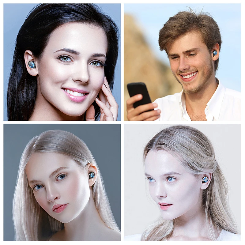 F9 Bluetooth 5 0 Earphone Lamp with Cylinder True Wireless Headset Earbuds Sports Mini Headphone with Mic Led Power Display