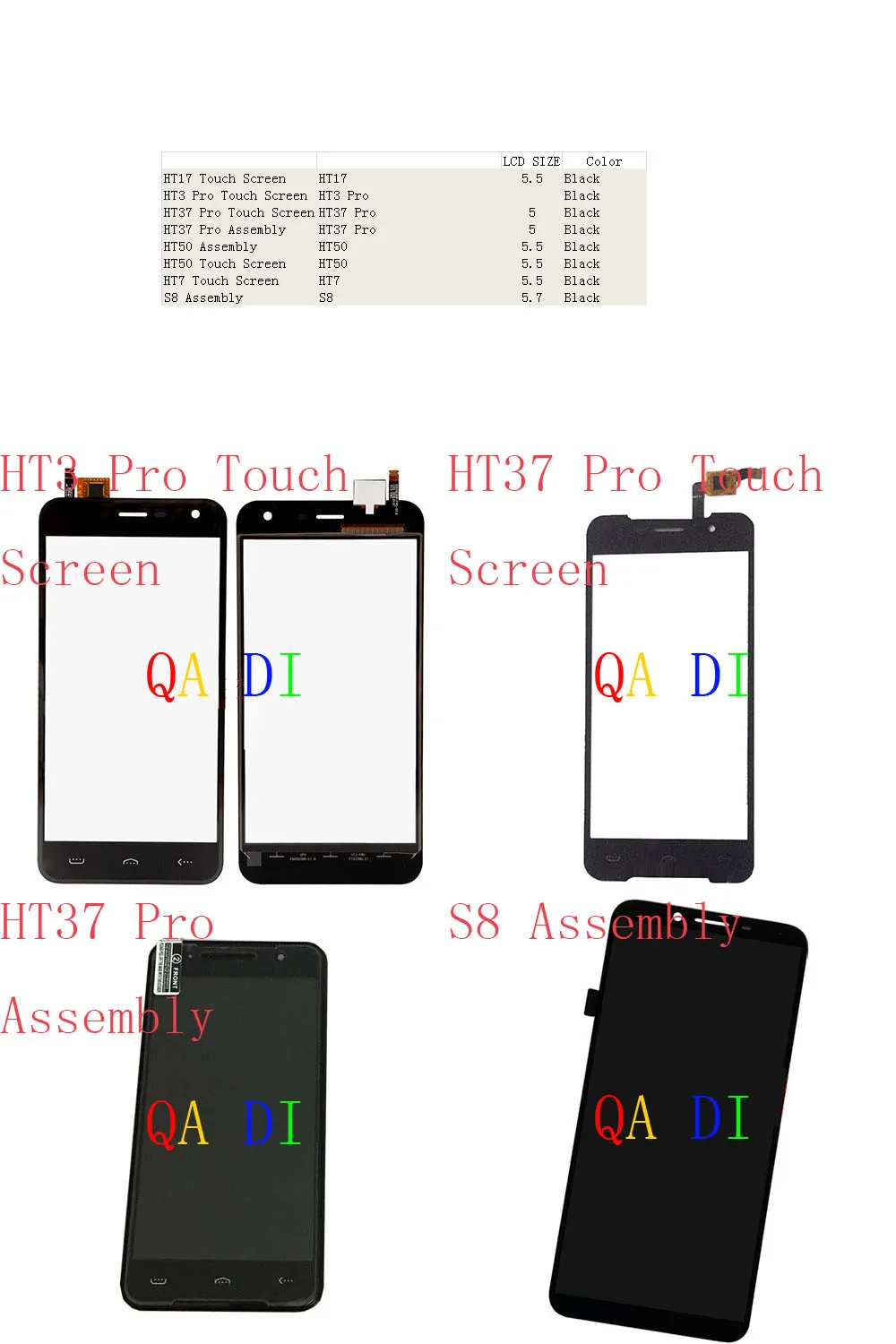 ЖК дисплей с тачскрином в сборе для HT17 HT3 Pro HT37 HT50 HT7 S8|Сенсорные панели (тачскрин)| |