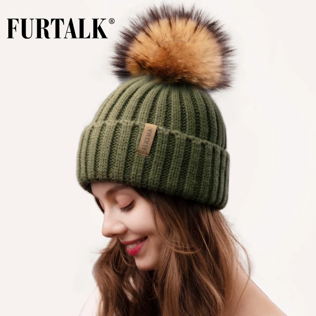 Cllikko Brand 2022 Winter Female Fur Pom Poms hat Winter Hat For Women Girl  's Hat Knitted Beanies Cap Hat Thick Women Skullies