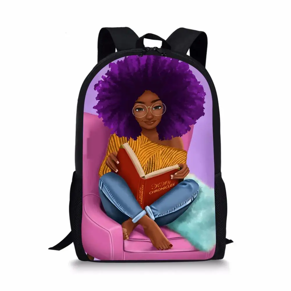

HaoYun Black Arts African Girl Printing School Bags Large Capacity Primary Student Bookbags Back to School Satchecl Schoolbags
