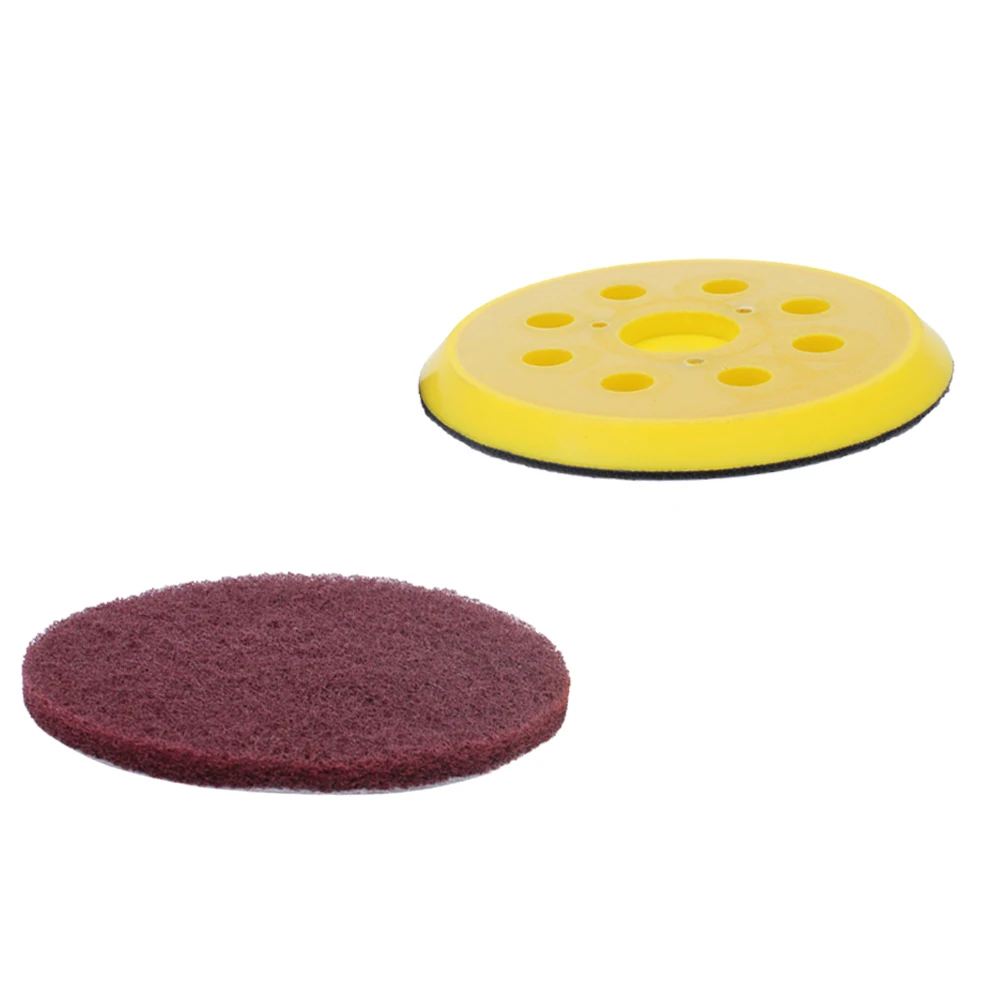 11Pcs 125mm Round Scouring Pads Discs Sand Sheets With 8 Hole Hook And Loop Disc Polish Backing Pad Scour Tools