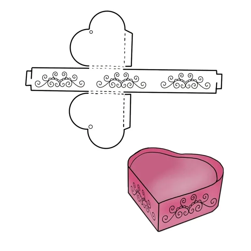 

Naifumodo Heart Box Dies Stitched Flower Metal Cutting Dies for Card Making Scrapbooking Dies Embossing Cuts Stencil Craft Dies