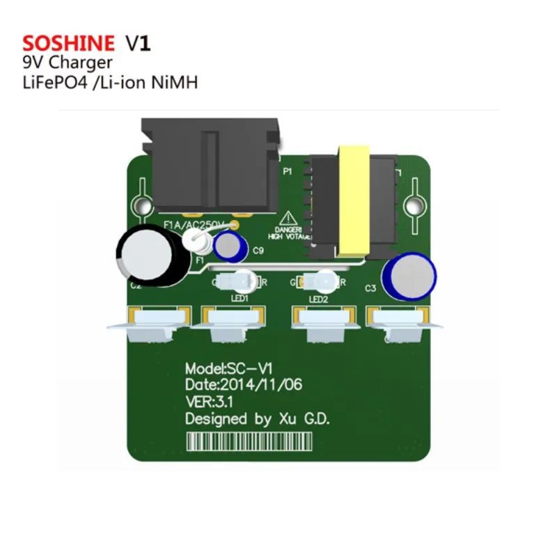 Soshine V1 9V 6F22-зарядное устройство для литий-ионного, LiFePO4 Перезаряжаемые Батарея Зарядное устройство
